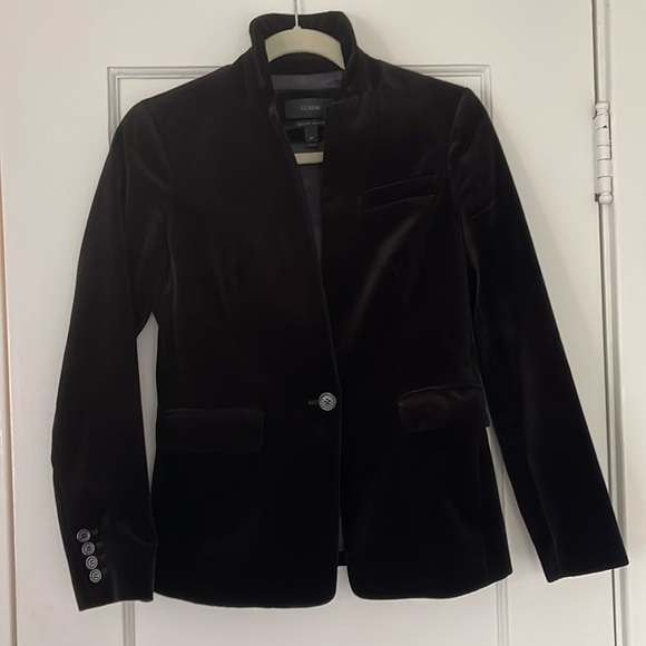 J. Crew Women’s 0P Black Velvet Blazer Single Front Button Lined - Picture 1 of 14